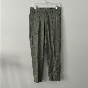 Billy Reid Men's Olive Linen and Silk Flat Front Trouser
